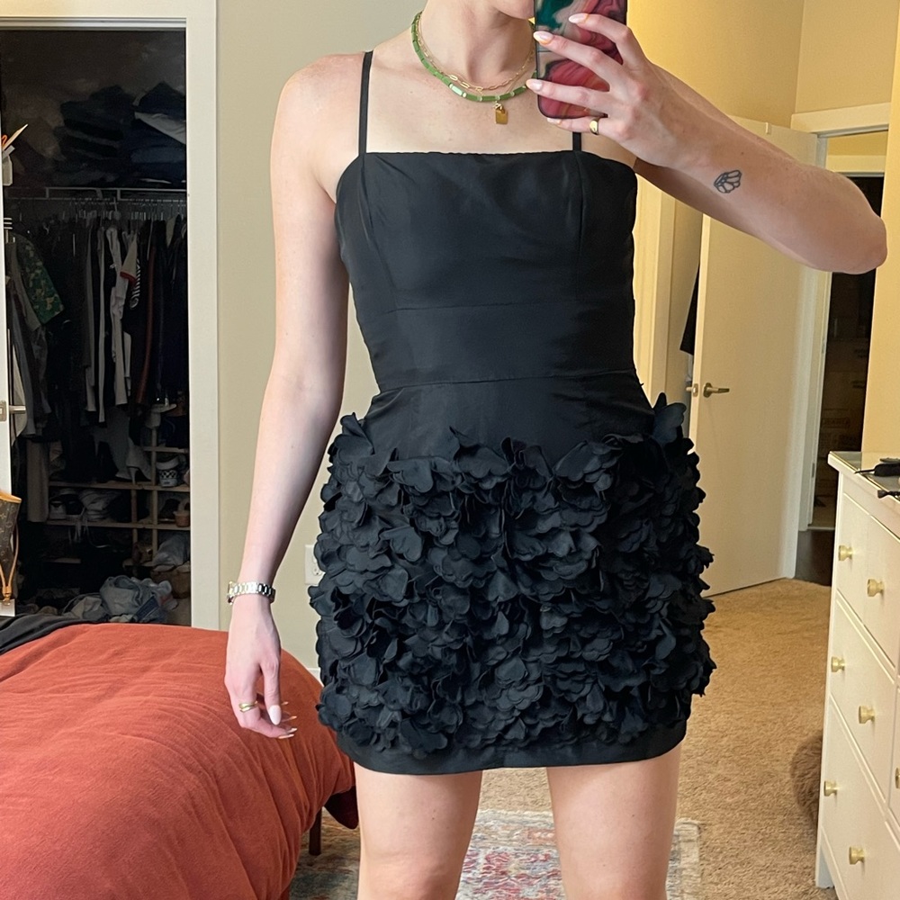 Vintage Flirty Appliqué Little Black Dress